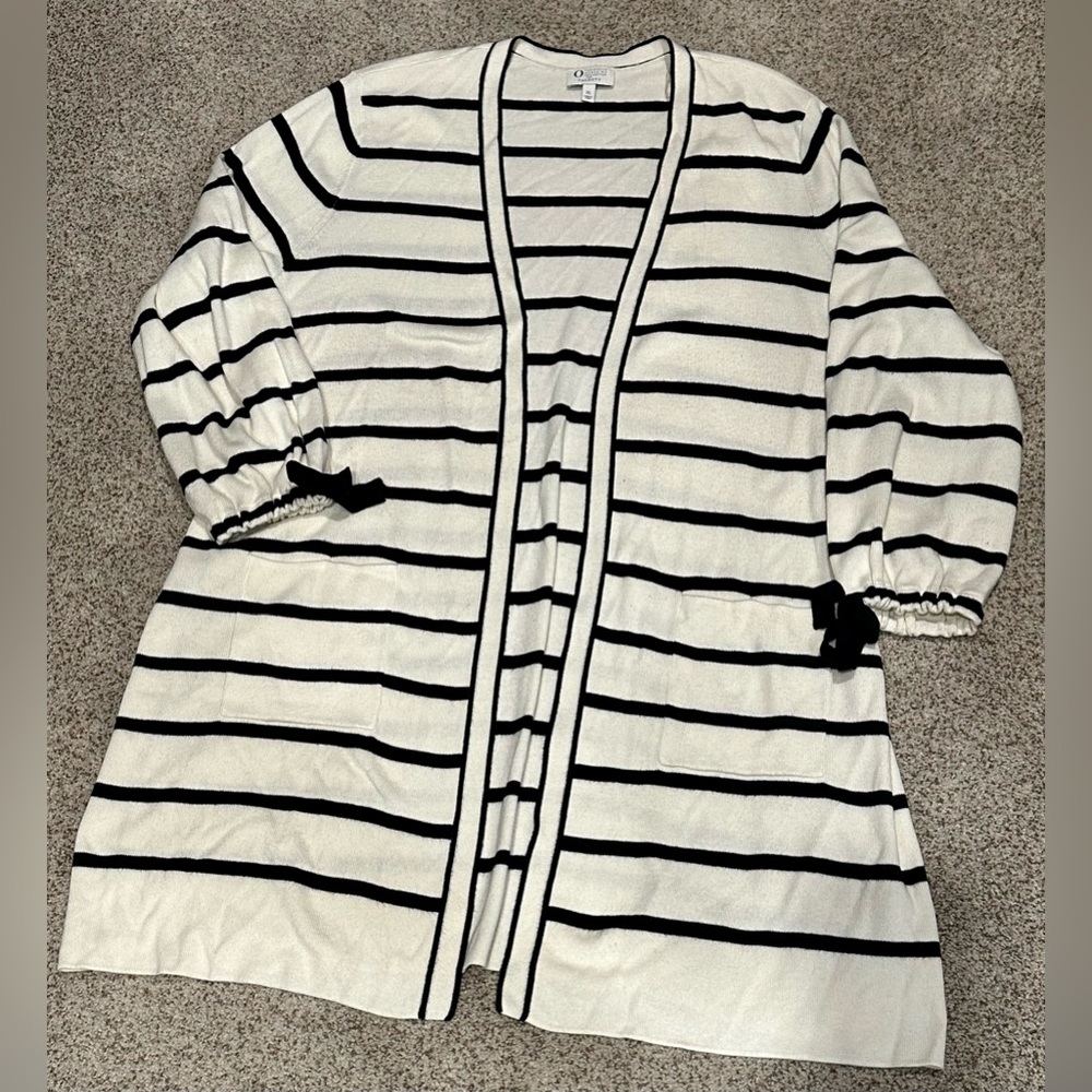 Talbots Oprah Collection Striped Open Front Cardi… - image 5
